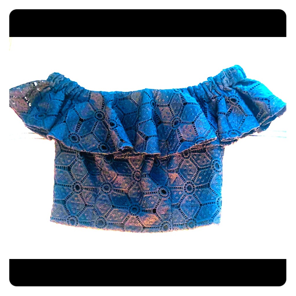 Rebecca Taylor navy eyelet crop top *NEVERWORN*